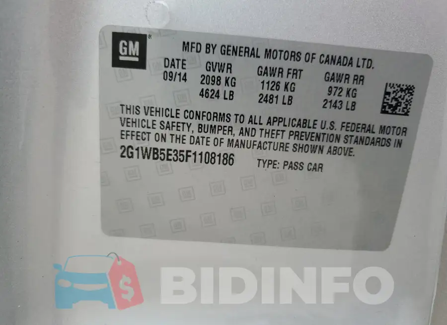 2G1WB5E35F1108186 Photo# 12