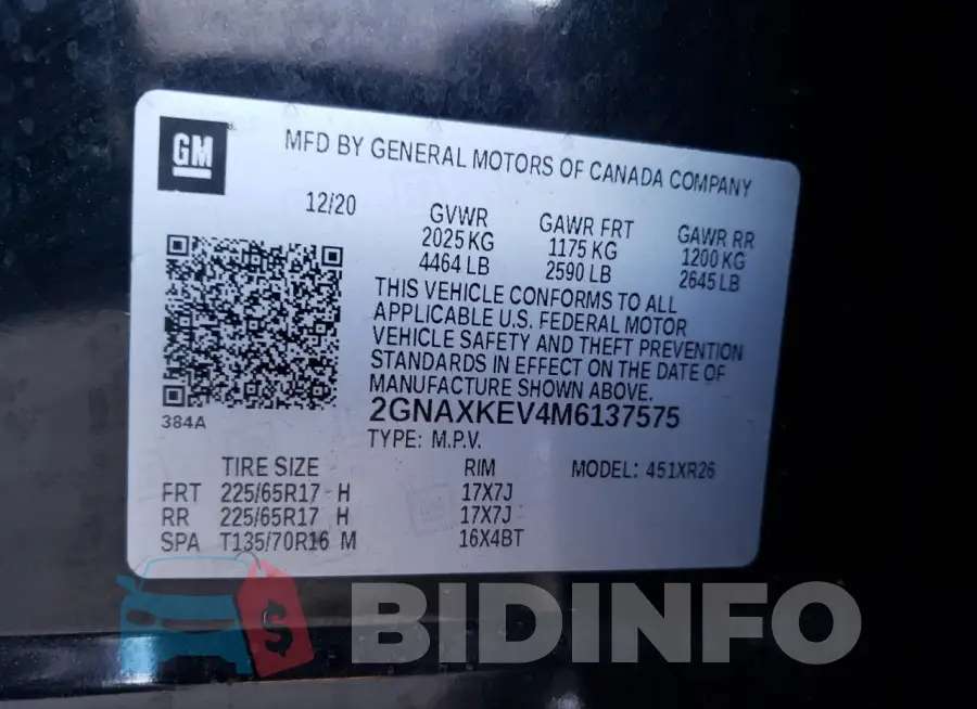 2GNAXKEV4M6137575 Photo# 12