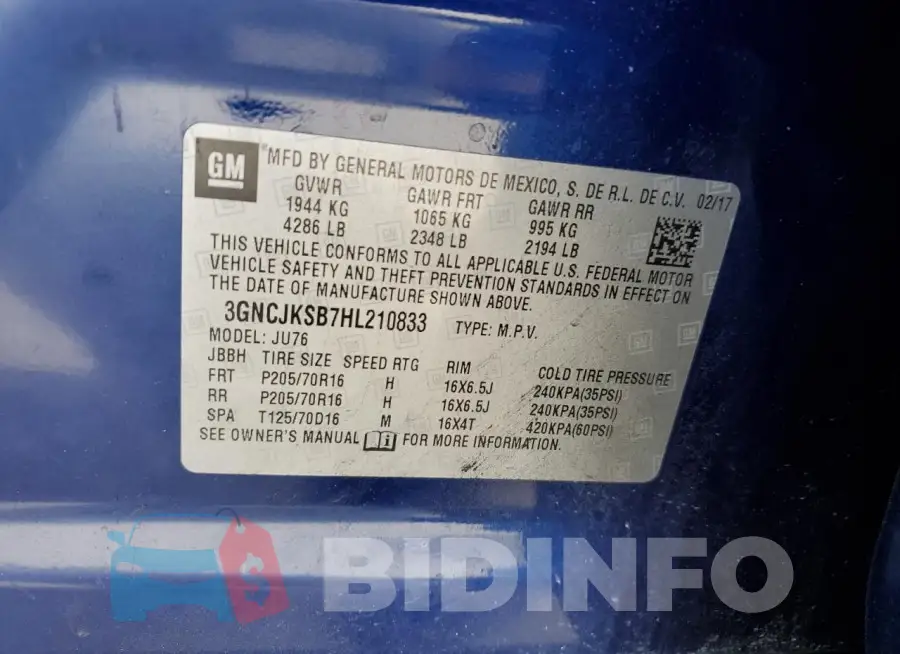 3GNCJKSB7HL210833 Photo# 13