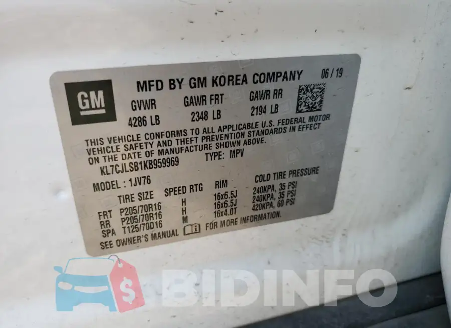 KL7CJLSB1KB959969 Photo# 12