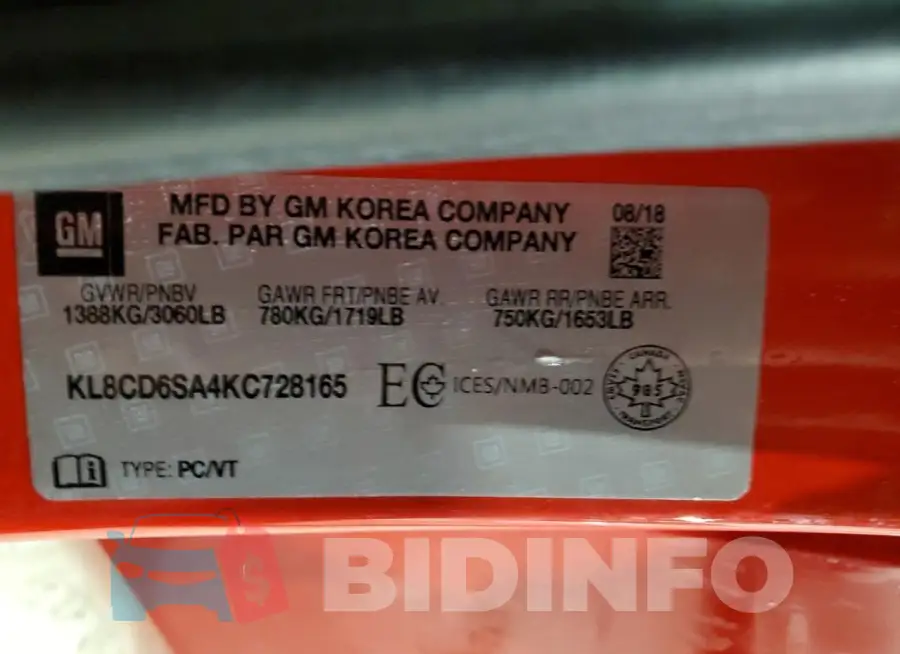 KL8CD6SA4KC728165 Photo# 12