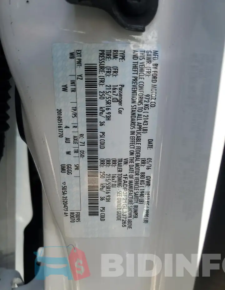 1FADP3F21GL337265 Photo# 13