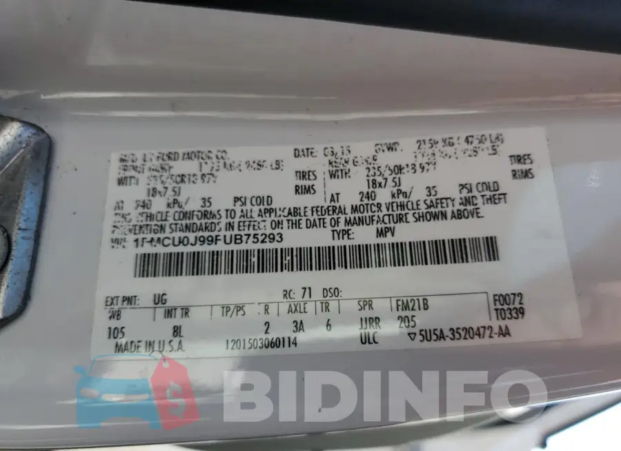 1FMCU0J99FUB75293 Photo# 13