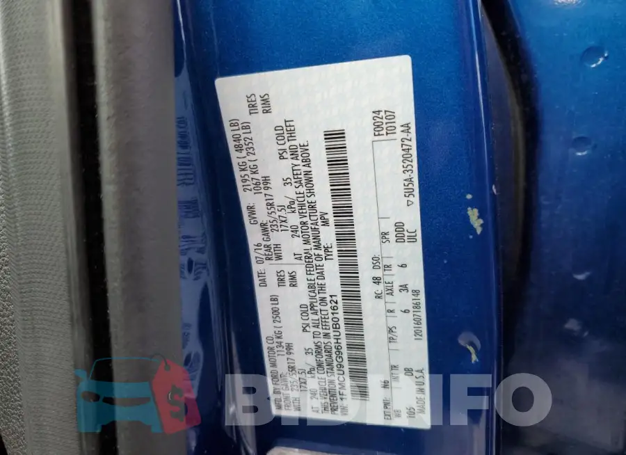 1FMCU9G96HUB01621 Photo# 13