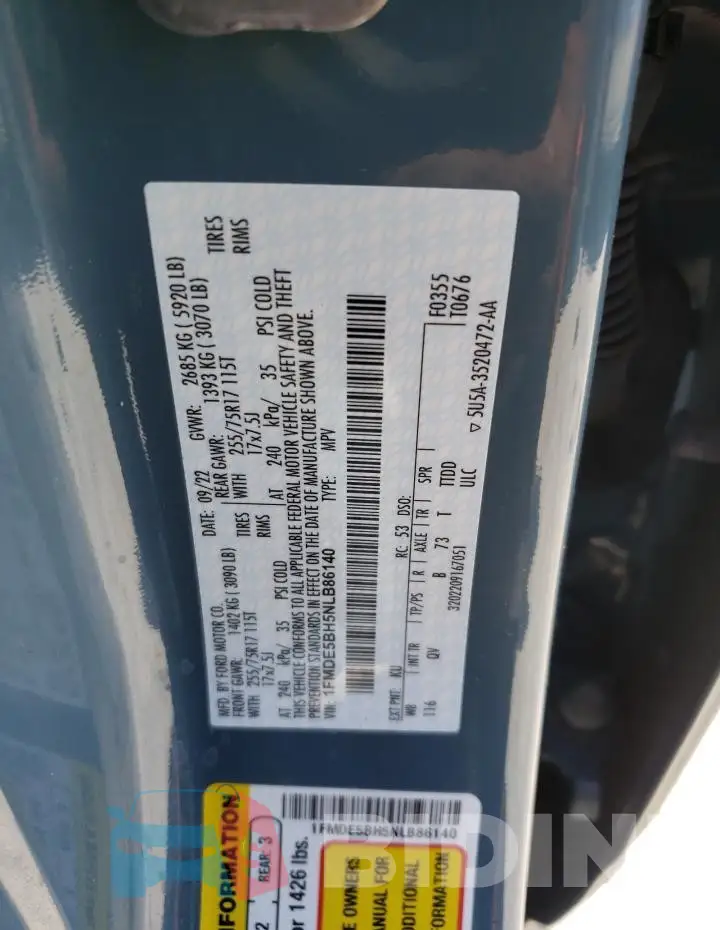 1FMDE5BH5NLB86140 Photo# 13