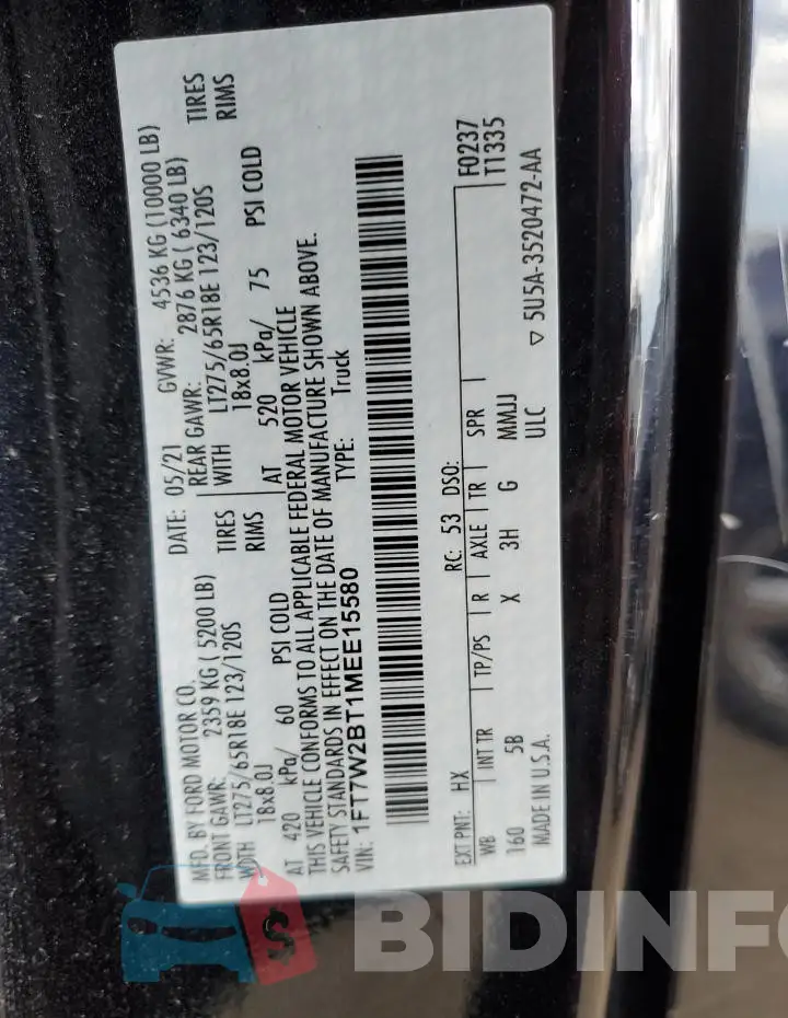 1FT7W2BT1MEE15580 Photo# 12