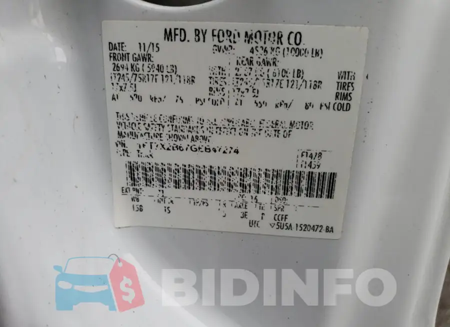 1FT7X2B67GEB47274 Photo# 12
