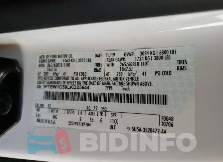 1FTEW1C59LKD25644 Photo# 13