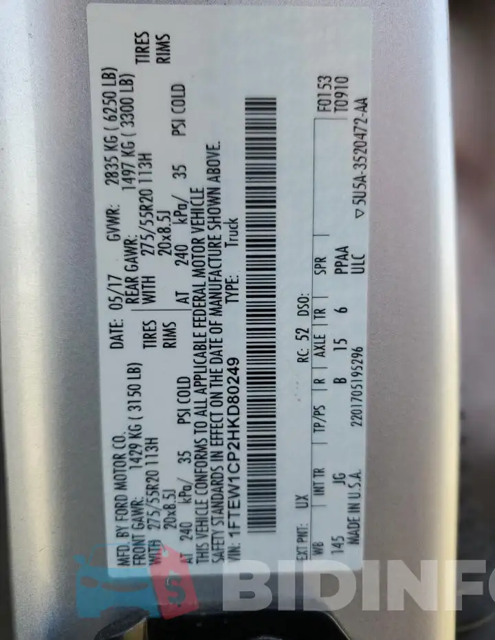 1FTEW1CP2HKD80249 Photo# 12