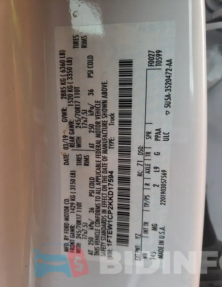 1FTEW1CP2KKD17594 Photo# 12