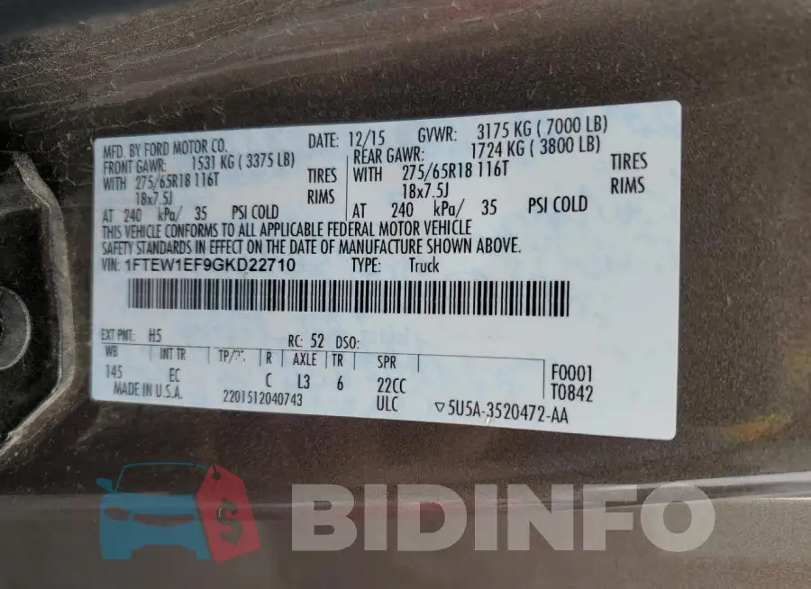 1FTEW1EF9GKD22710 Photo# 13