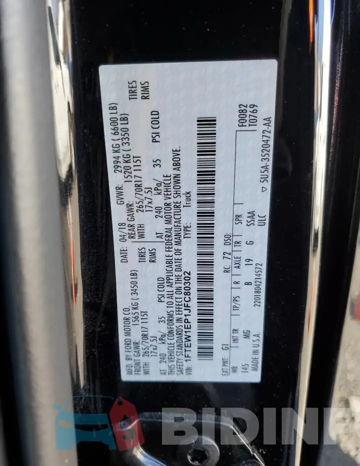 1FTEW1EP1JFC80302 Photo# 13