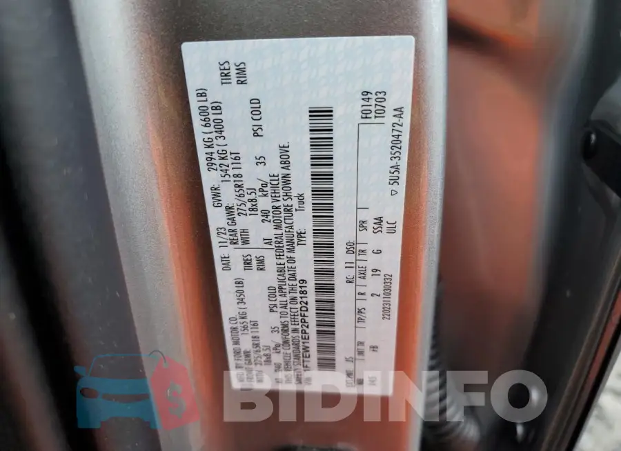 1FTEW1EP2PFD21819 Photo# 12