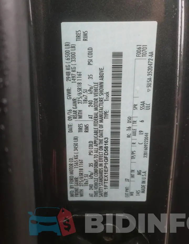 1FTEX1EP1GFD58163 Photo# 12