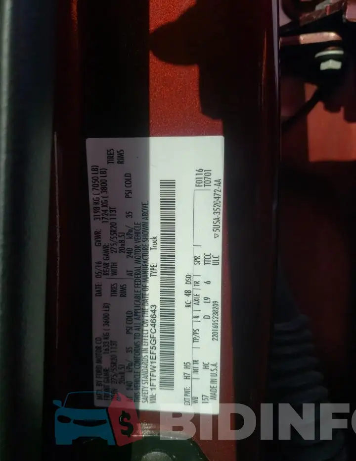 1FTFW1EF5GFC46643 Photo# 12