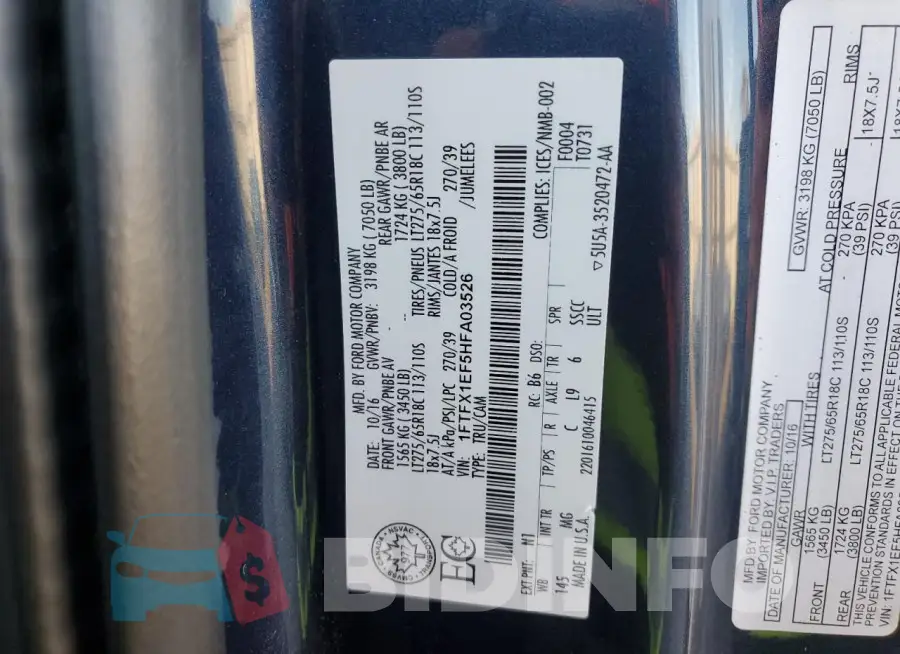1FTFX1EF5HFA03526 Photo# 12