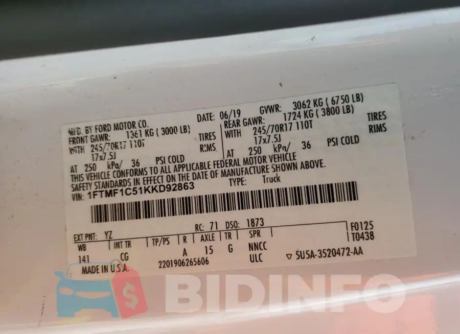 1FTMF1C51KKD92863 Photo# 12