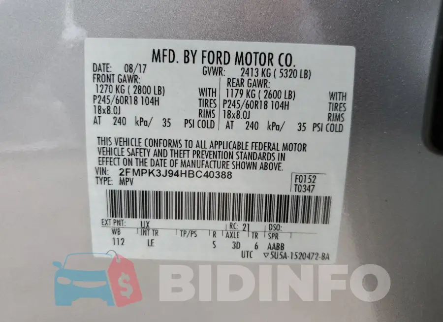 2FMPK3J94HBC40388 Photo# 13