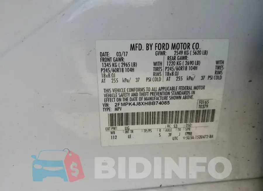 2FMPK4J8XHBB74085 Photo# 14