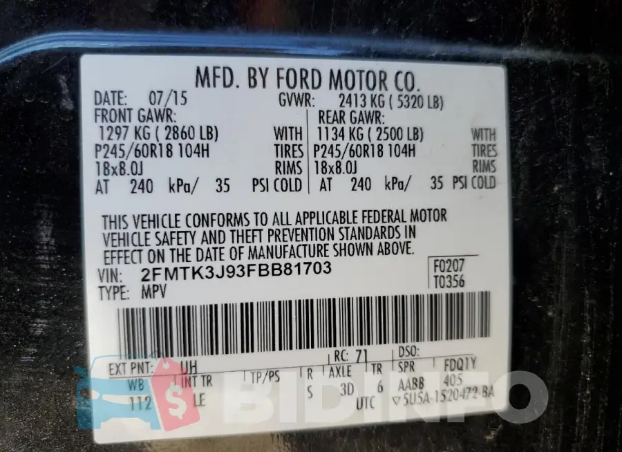 2FMTK3J93FBB81703 Photo# 12