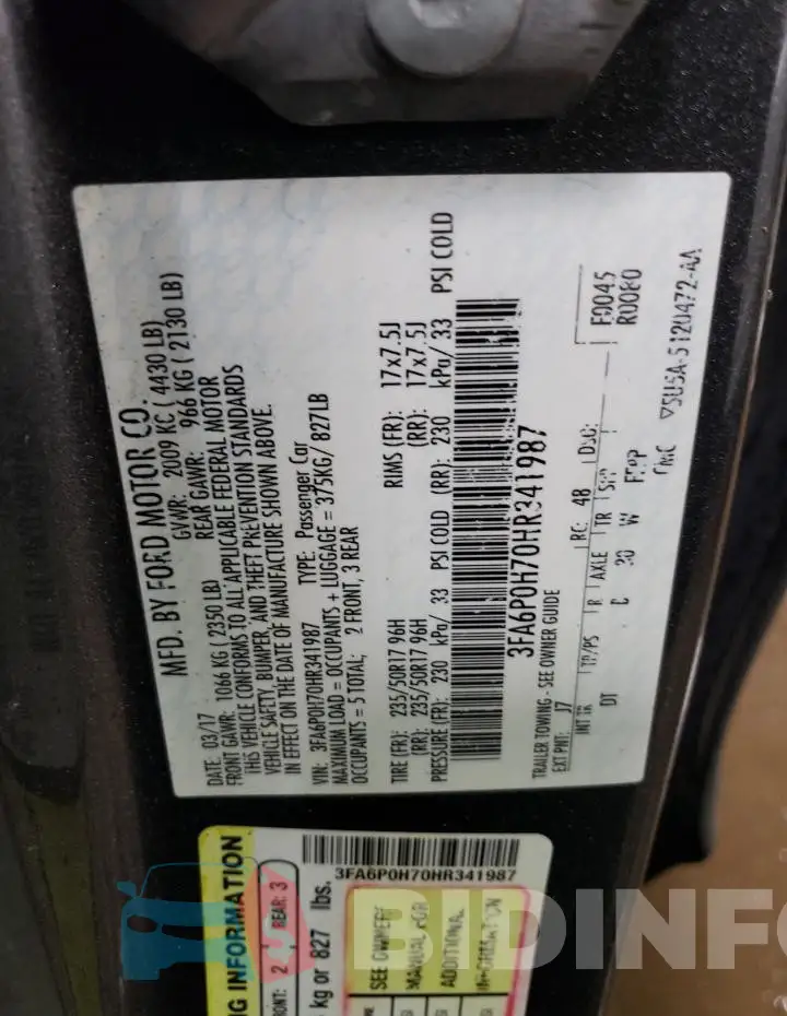 3FA6P0H70HR341987 Photo# 12