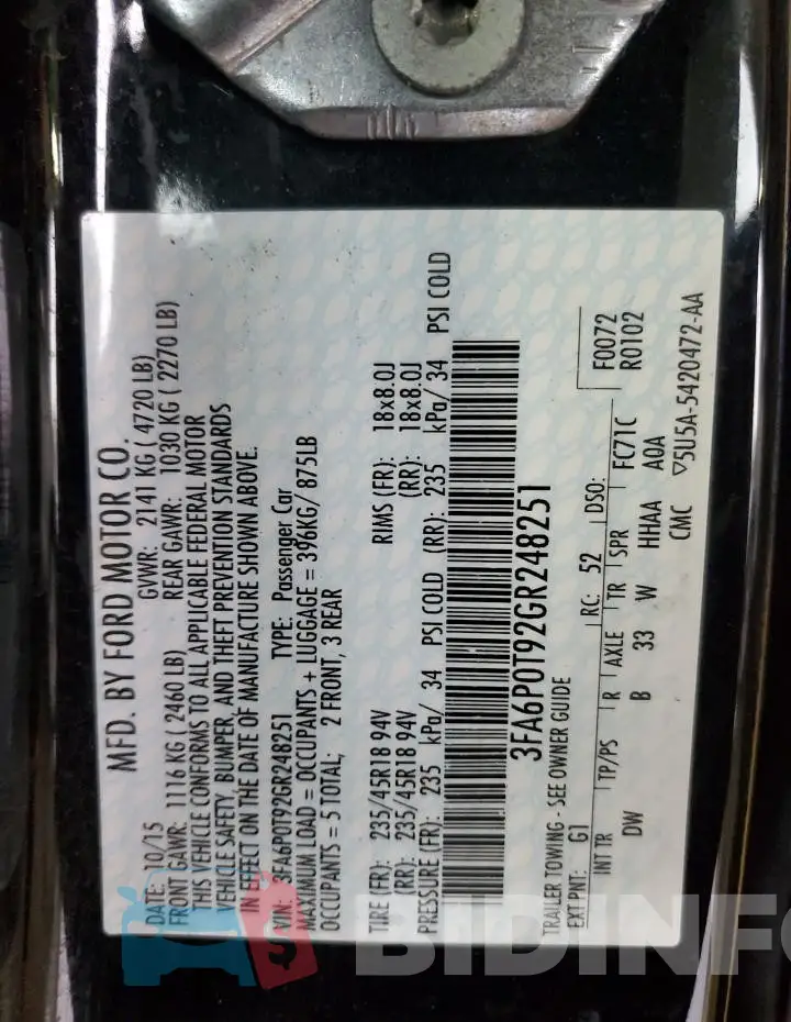 3FA6P0T92GR248251 Photo# 12