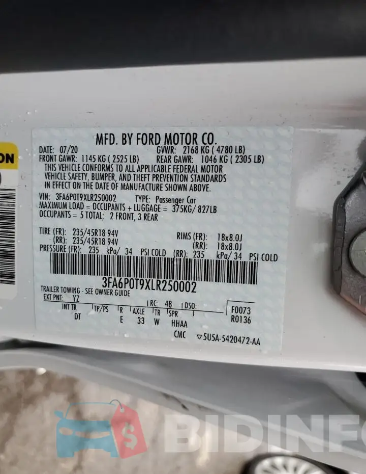 3FA6P0T9XLR250002 Photo# 12