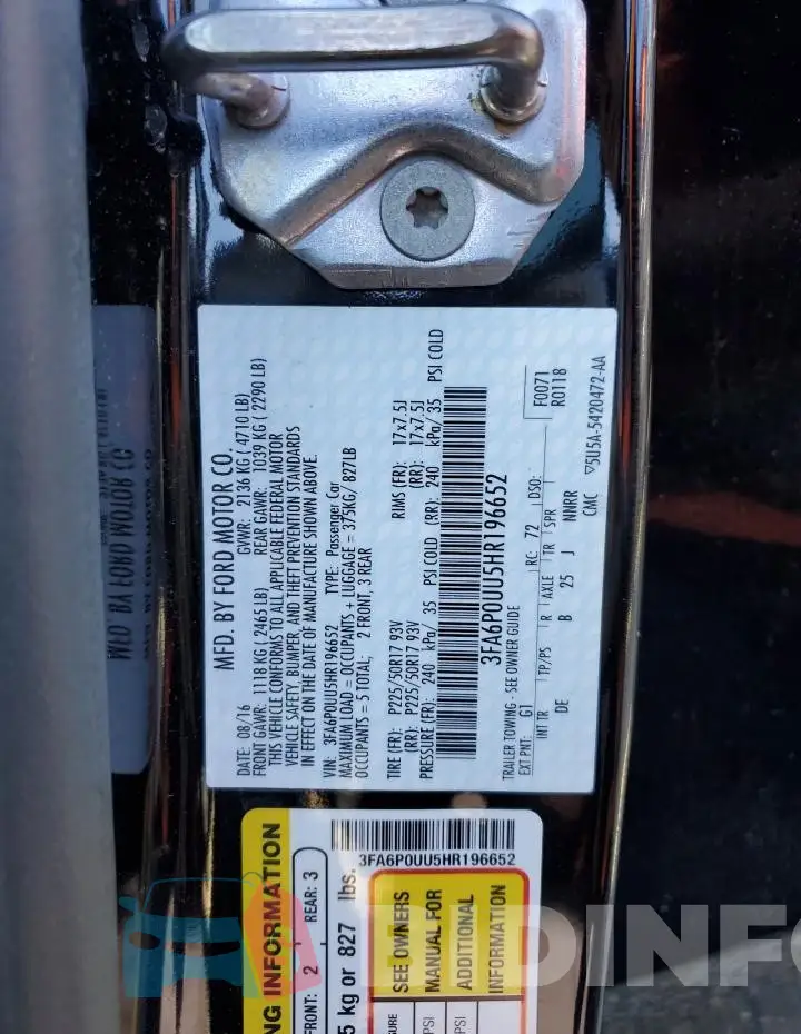 3FA6P0UU5HR196652 Photo# 12