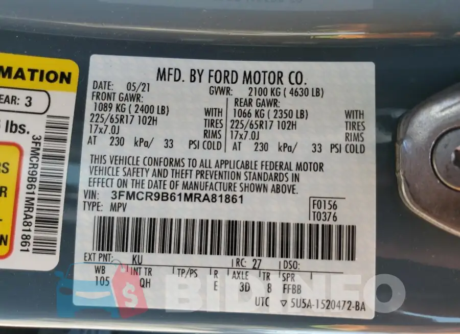 3FMCR9B61MRA81861 Photo# 13