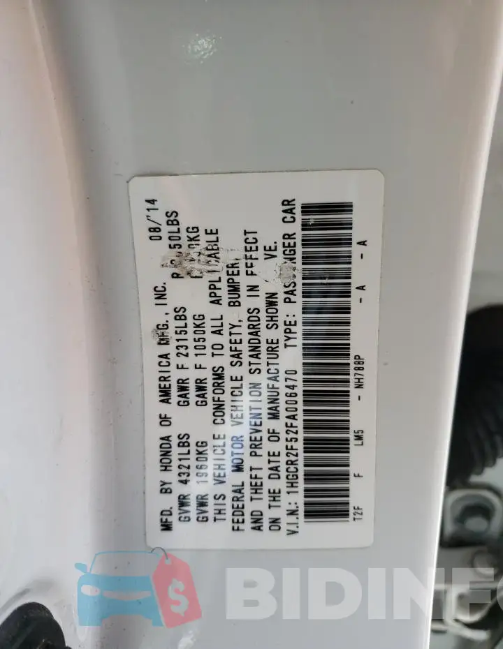 1HGCR2F52FA006470 Photo# 12