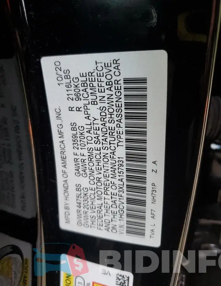 1HGCV1F3XLA157931 Photo# 13