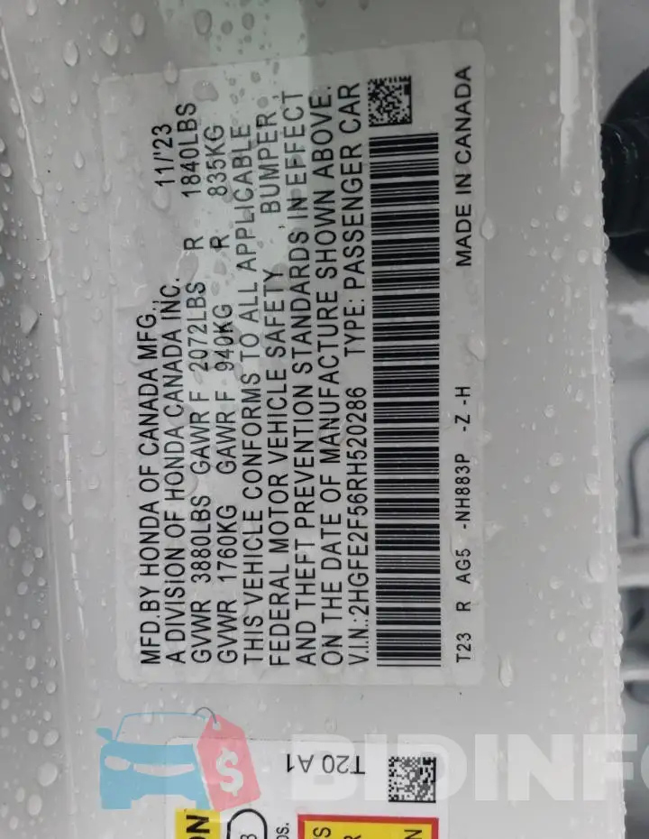 2HGFE2F56RH520286 Photo# 13
