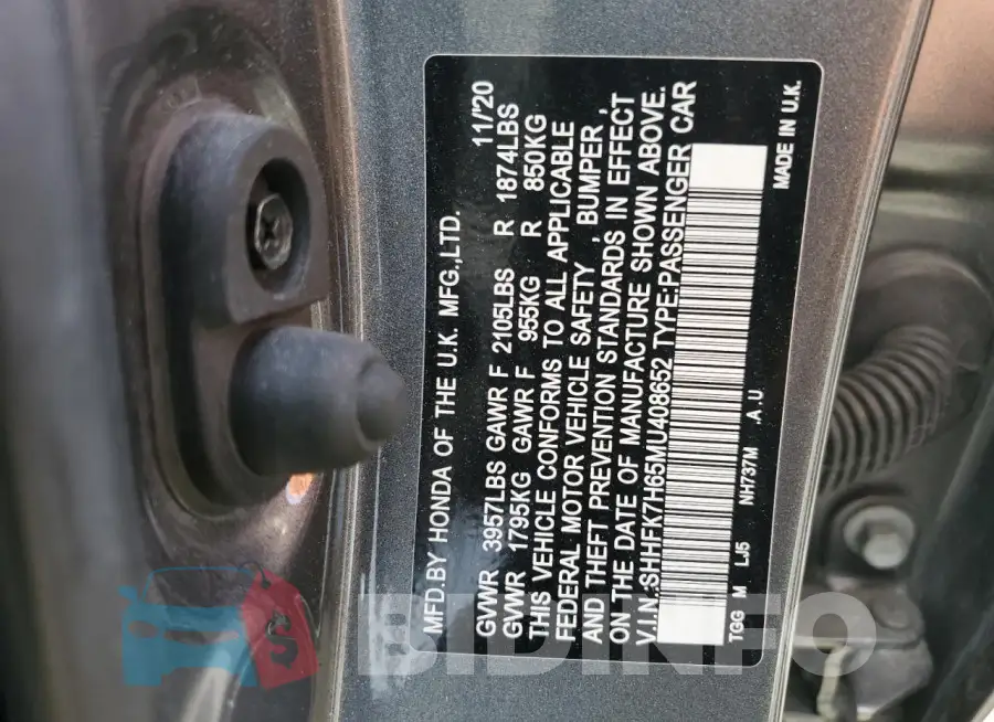 SHHFK7H65MU408652 Photo# 13
