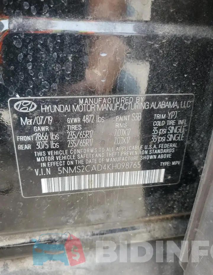 5NMS2CAD4KH098765 Photo# 14