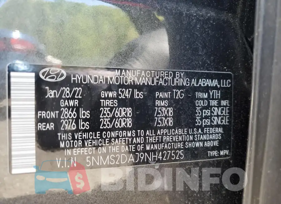 5NMS2DAJ9NH427525 Photo# 13