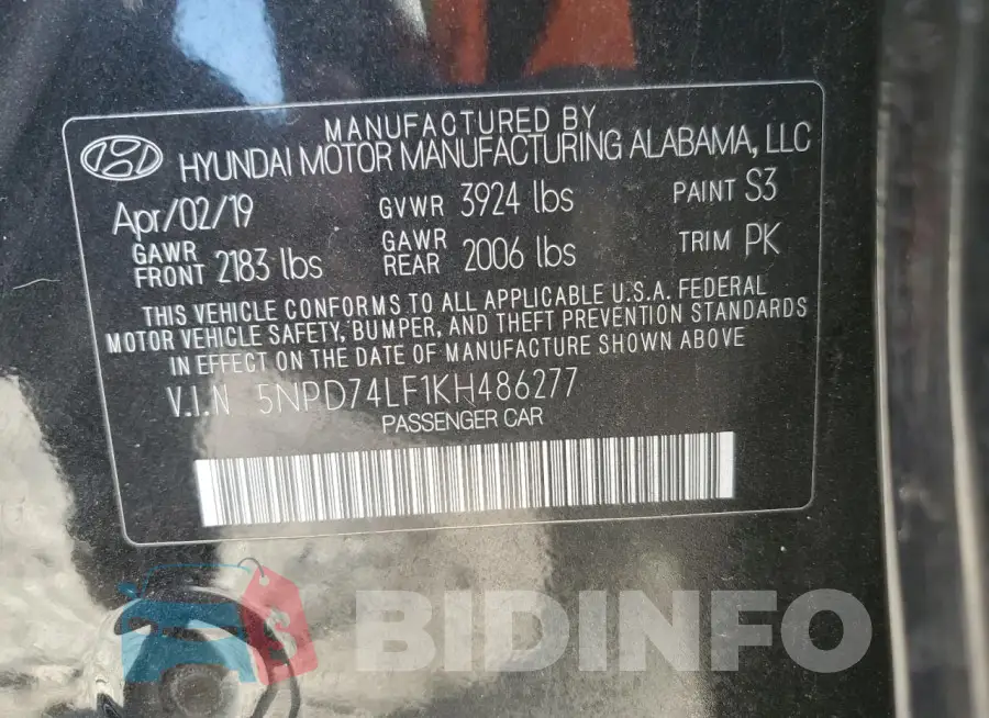 5NPD74LF1KH486277 Photo# 13