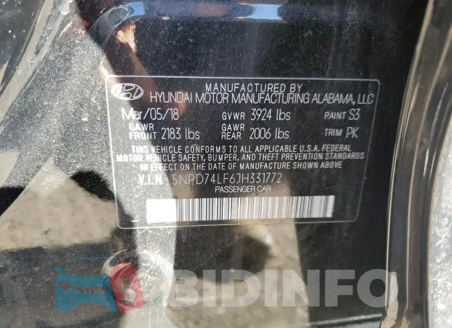 5NPD74LF6JH331772 Photo# 12