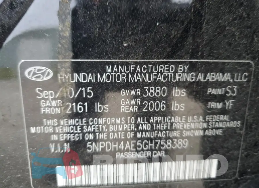 5NPDH4AE5GH758389 Photo# 13
