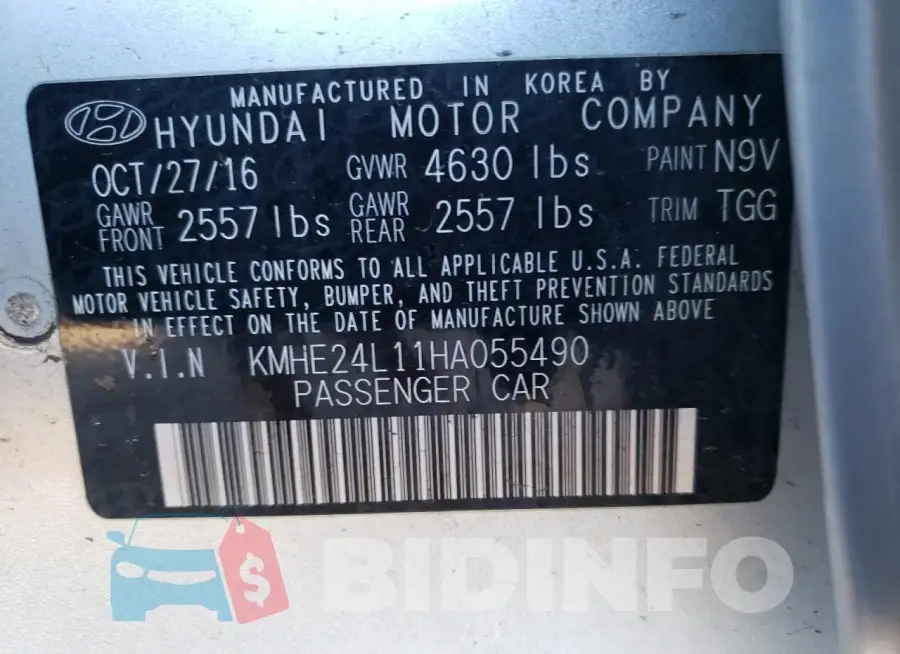 KMHE24L11HA055490 Photo# 13