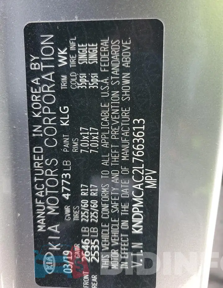 KNDPMCAC2L7663613 Photo# 13