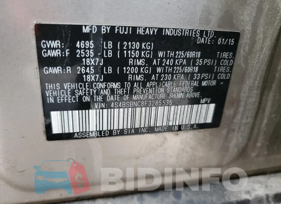 4S4BSBNC8F3285535 Photo# 13