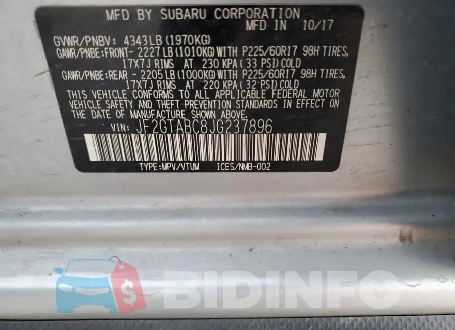JF2GTABC8JG237896 Photo# 14