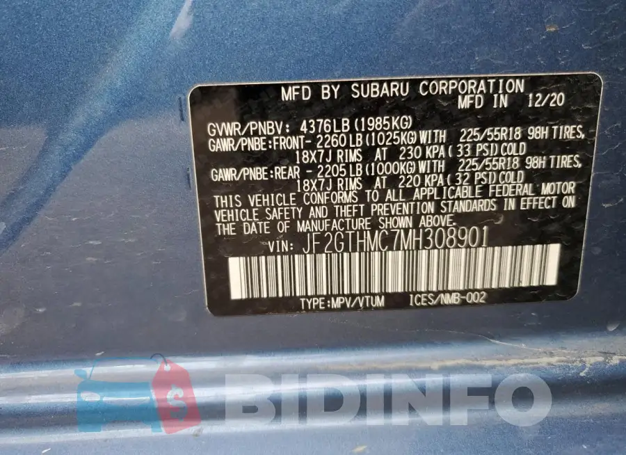 JF2GTHMC7MH308901 Photo# 12