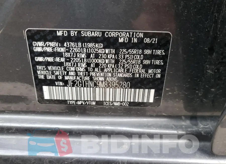 JF2GTHNC9M8395280 Photo# 13