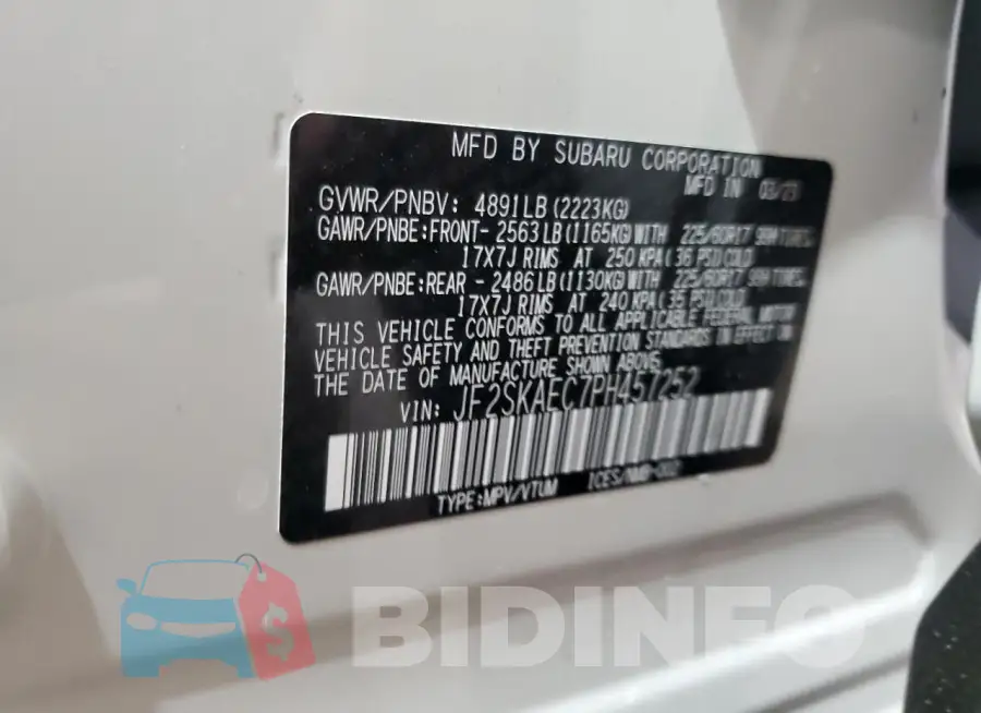 JF2SKAEC7PH457252 Photo# 14