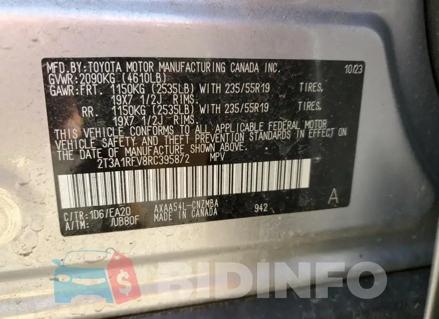 2T3A1RFV8RC395872 Photo# 13
