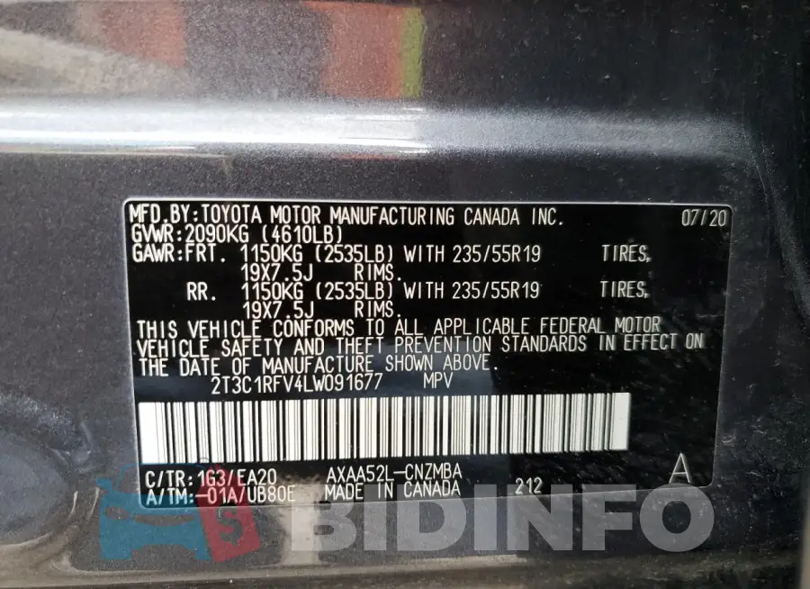 2T3C1RFV4LW091677 Photo# 13