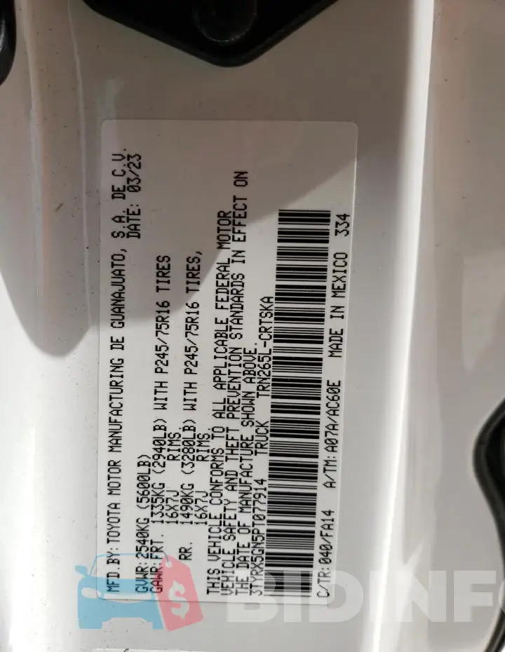 3TYRX5GN5PT077914 Photo# 12