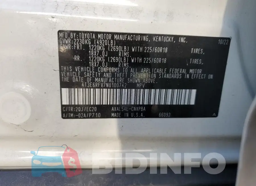 4T3E6RFV7NU100742 Photo# 12