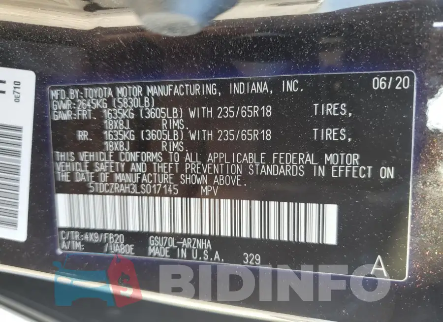 5TDCZRAH3LS017145 Photo# 13
